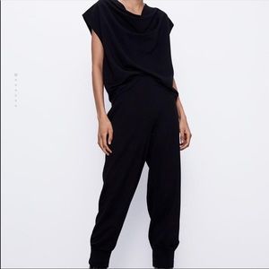 Black Draped Neckline Top